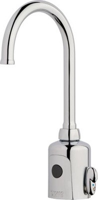 Chicago Faucets H-G11K-65ABCPT HyTronic TempShield Touch Free Gooseneck Faucet, Dual Supply, 1.5 GPM, User Adjustable Thermostatic Temperature Control Mixer, Long Term Power System (LTPS), Bluetooth