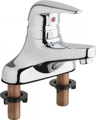 Chicago Faucets 420-E74ABCP Manual Sink Faucet, Deck Mounted, 4" Fixed Centers, 1.0 GPM Non-Aerating Laminar Outlet, 4-1/4" Lever Handle