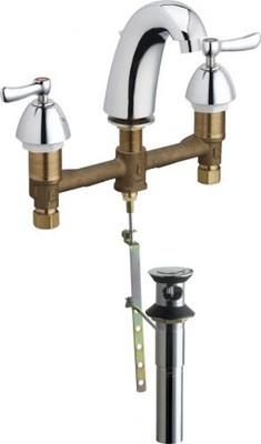 Chicago Faucets 405-E37VP390POAB Concealed Hot and Cold Water Sink Faucet, 8" Fixed Centers, 1.5 GPM, 2-3/8" Lever Handle