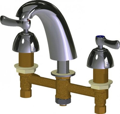 Chicago Faucets 405-E64VP369AB Concealed Hot and Cold Water Sink Faucet, 8" Fixed Centers, 1.0 GPM, 2-3/8" Lever Handle