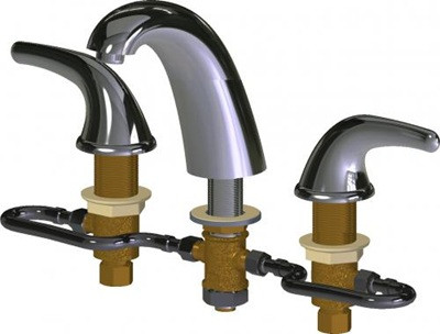 Chicago Faucets 405-H401AB Concealed Hot and Cold Water Sink Faucet, Adjustable Centers, 2.2 GPM Softflo Aerator, 3-7/8" Canopy Single Wing Handle
