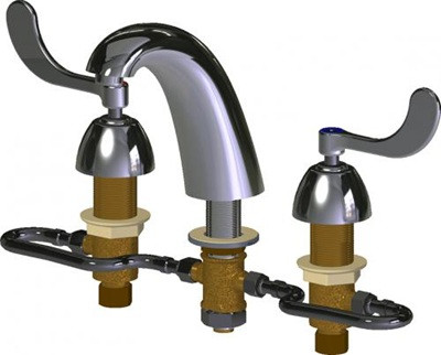 Chicago Faucets 405-HE2805-317AB Concealed Hot and Cold Water Sink Faucet, Adjustable Centers, 0.5 GPM Econo-Flo Non-Aerating Laminar Spray, 4" Wristblade Handle