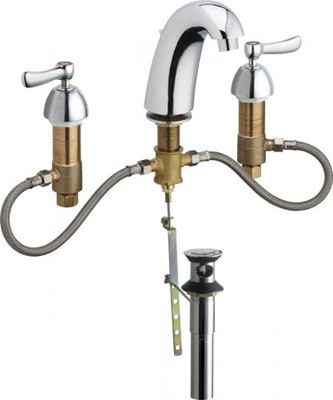Chicago Faucets 405-HE37V390XKPOAB Concealed Hot and Cold Water Sink Faucet, Adjustable Centers, 1.5 GPM, 2-3/8" Lever Handle