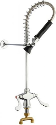 Chicago Faucets 924-317ABCP Mini Pre-Rinse Fitting, Single Hole, 1.0 GPM Spray Valve, 4" Wristblade Handle
