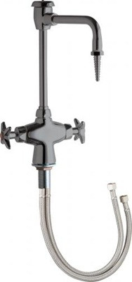 Chicago Faucets 930-SAM Hot and Cold Water Mixing Faucet, 6" Gooseneck Spout with Atmospheric Vacuum Breaker, Satin Antimicrobial Finish