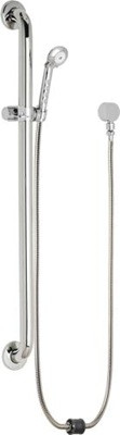 Chicago Faucets 154-175ADCP Wall Mounted 1.75 GPM Hand Spray, Two 34" Stainless Steel Hoses with Auto Drain and 36" ADA Grab Bar
