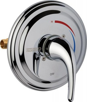 Chicago Faucets 1920-VOC401RCP Pressure Balancing Tub and Shower Valve with Round Trim and Contemporary Handle