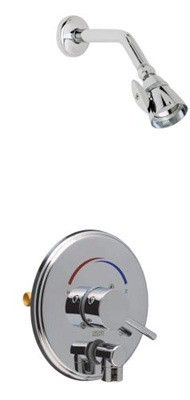 Chicago Faucets SH-PB4-07-000 Pressure Balancing Tub and Shower Valve with Auto Drain, Shower Head with Adjustable Spray Pattern 1.5 GPM