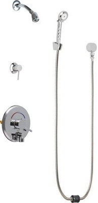 Chicago Faucets SH-PB4-33-040 Tub and Shower System, Pressure Balancing with Auto Drain, 1.5 GPM Shower Head with Swivel Ball Joint, Auto Drain Hose and Hand Spray