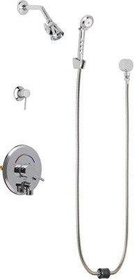 Chicago Faucets SH-PB4-37-040 Tub and Shower System, Pressure Balancing with Auto Drain, 1.5 GPM Shower Head with Adjustable Spray Pattern, Auto Drain Hose and 1.5 GPM Hand Spray