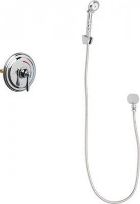 Chicago Faucets SH-TP1-00-020 Round Tub and Shower System with Pressure Balancing Valve, 2.5 GPM Hand Spray with 69" Stainless Steel Hose, Wall Mounted Hand Spray Holder