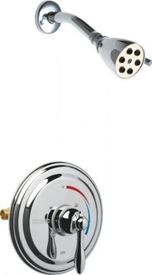 Chicago Faucets SH-TP1-01-000 Round Thermostatic Pressure Balancing Shower Fitting, 2.5 GPM Shower Head with Adjustable Spray Pattern