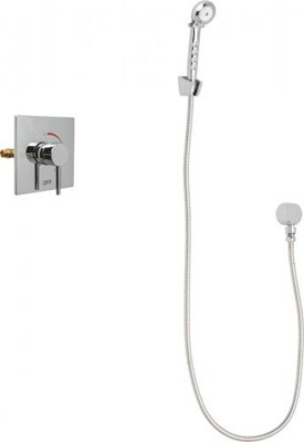 Chicago Faucets SH-TP2-00-020 Square Tub and Shower System with Pressure Balancing Valve, 2.5 GPM Hand Spray with 69" Stainless Steel Hose, Wall Mounted Hand Spray Holder