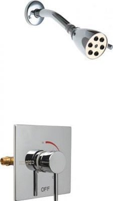 Chicago Faucets SH-TP2-01-000 Square Thermostatic Pressure Balancing Shower Fitting, 2.5 GPM Shower Head with Adjustable Spray Pattern
