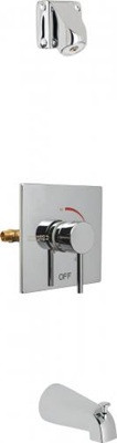 Chicago Faucets SH-TP2-04-100 Square Thermostatic Pressure Balancing Tub and Shower Fitting, 2.0 GPM Ligature Resistant Shower Head, Tub Spout with Diverter