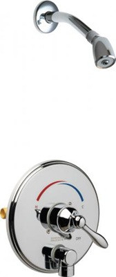 Chicago Faucets SH-TP4-02-000 Thermostatic Pressure Balancing Shower Fitting with Auto Drain, 2.5 GPM Shower Head with Swivel Ball Joint