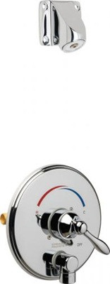 Chicago Faucets SH-TP4-04-000 Thermostatic Pressure Balancing Shower Fitting with Auto Drain, 2.0 GPM Wall Mounted Ligature Resistant Shower Head