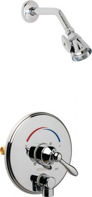 Chicago Faucets SH-TP4-06-000 Thermostatic Pressure Balancing Shower Fitting with Auto Drain, 2.5 GPM Shower Head with Adjustable Spray Pattern