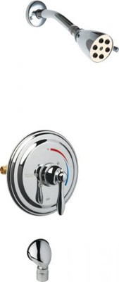 Chicago Faucets SH-TP5-01-000 Thermostatic Pressure Balancing Shower Fitting with Auto Drain, 2.5 GPM Shower Head with Adjustable Spray Pattern, Wall Mounted Auto Drain