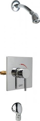 Chicago Faucets SH-TP6-02-000 Square Thermostatic Pressure Balancing Shower Fitting with Auto Drain, 2.5 GPM Shower Head with Swivel Ball Joint, Wall Mounted Auto Drain