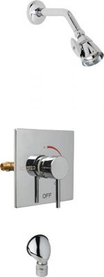 Chicago Faucets SH-TP6-06-000 Square Thermostatic Pressure Balancing Shower Fitting with Auto Drain, 2.5 GPM Shower Head with Adjustable Spray Pattern, Wall Mounted Auto Drain