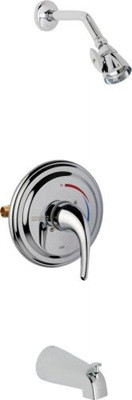 Chicago Faucets SH-TP7-06-100 Thermostatic Pressure Balancing Tub and Shower Fitting with Contemporary Handle, 2.5 GPM Shower Head with Adjustable Spray Pattern, Tub Spout with Diverter