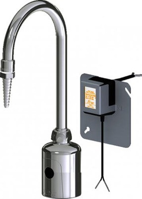 Chicago Faucets LEF-A21-20T HyTronic Touch Free Gooseneck Faucet with Laboratory Nozzle, Dual Supply, Hardwired, Bluetooth Communication
