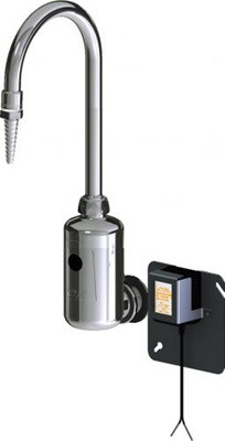 Chicago FaucetsLEF-A51-20T HyTronic Touch Free Gooseneck Faucet with Laboratory Nozzle, Wall Mounted, Dual Supply, Hardwired, Bluetooth Communication