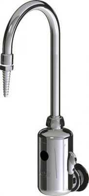 Chicago Faucets LEF-B61-00T HyTronic Touch Free Gooseneck Faucet with Laboratory Nozzle, Wall Mounted, Dual Supply, External Temperature Control, Battery Powered, Bluetooth Communication