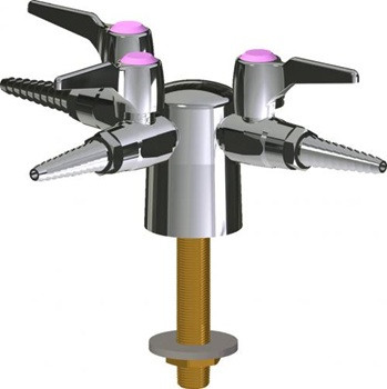 Chicago Faucets LGB1-11J-30 Turret with Three Ball Valves at 90 Degrees, Full Flow Laboratory Serrated Nozzle, Laboratory Index Button, Pink with Black Letters, PRO (Propane)
