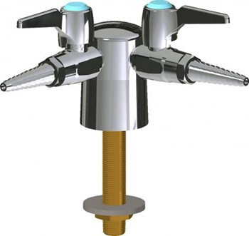 Chicago Faucets LGB1-11L-20 Turret with Two Ball Valves at 90 Degrees, Full Flow Laboratory Serrated Nozzle, Laboratory Index Button, Light Blue with Black Letters, CH4 (Methane)