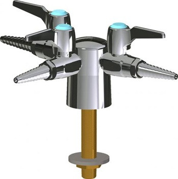 Chicago Faucets LGB1-11L-30 Turret with Three Ball Valves at 90 Degrees, Full Flow Laboratory Serrated Nozzle, Laboratory Index Button, Light Blue with Black Letters, CH4 (Methane)