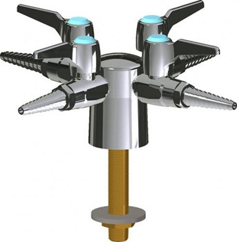 Chicago Faucets LGB1-11L-40 Turret with Four Ball Valves at 90 Degrees, Full Flow Laboratory Serrated Nozzle, Laboratory Index Buttons, Light Blue with Black Letters, CH4 (Methane)