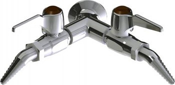 Chicago Faucets LGB1-21D-60 Y Pattern Wall Flange with Two Ball Valves at 90 degrees, Laboratory 30-degree Angled Nozzle, Index Button, Brown with White Letters, NIT (Nitrogen)