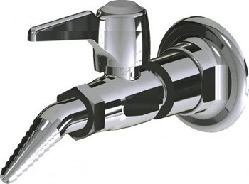 Chicago Faucets LGB1-21H-50 Single Valve with Wall Flange, Laboratory 30-degree Angled Nozzle, Index Button, Silver with Black Letters, CO (Carbon Monoxide)