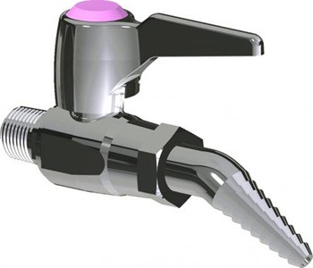 Chicago Faucets LGB1-21J Single Ball Valve, Laboratory 30-degree Angled Nozzle, Index Button, Pink with Black Letters, PRO (Propane)