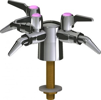 Chicago Faucets LGB1-21J-30 Turret with Three Ball Valves at 90 Degrees, Laboratory 30-degree Angled Nozzle, Index Button, Pink with Black Letters, PRO (Propane)