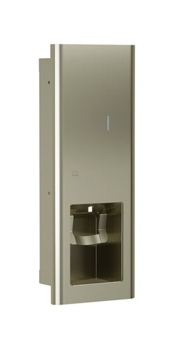 Bradley 6B1-000073-BN Elvari Manual Foam Soap Dispenser, Recessed, 40 oz, Brushed Nickel