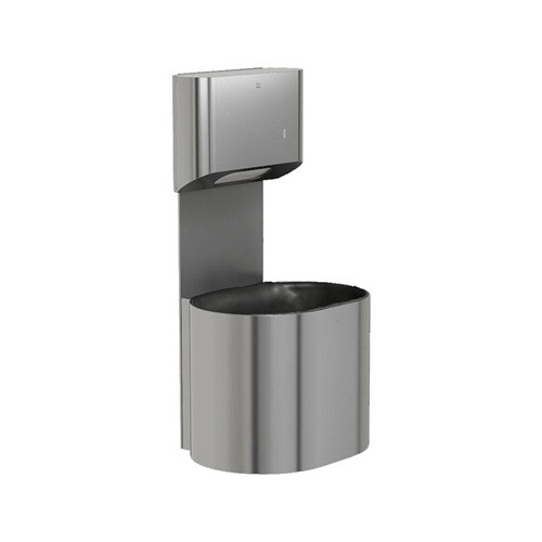 Bradley 2B5-113400 Elvari Surface Mounted Towel Dispenser and Waste Receptacle, Small Capacity, 400 Folded, 10 Gallon, Satin Stainless