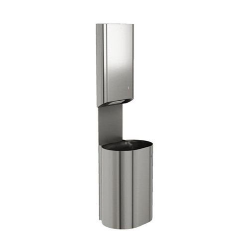 Bradley 2B5-113600 Elvari Surface Mounted Towel Dispenser and Waste Receptacle, Large Capacity, 800 Folded, 18 Gallon, Satin Stainless