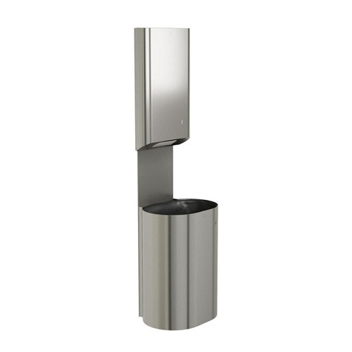 Bradley 2B5-113600-BS Elvari Surface Mounted Towel Dispenser and Waste Receptacle, Large Capacity, 800 Folded, 18 Gallon, Brushed Stainless