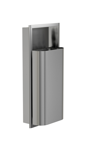 Bradley 3B1-000000 Elvari Waste Receptacle, Recessed, Medium Capacity, 12 Gallon, Satin Stainless