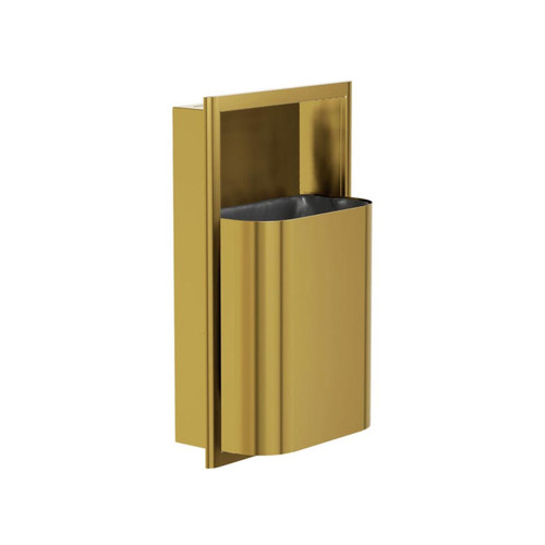 Bradley 3B1-003400-BR Elvari Waste Receptacle, Recessed, Small Capacity, 8 Gallon, Brushed Brass
