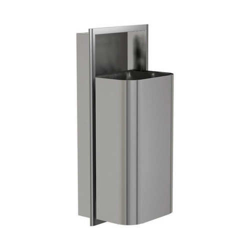 Bradley 3B1-003600 Elvari Waste Receptacle, Recessed, Large Capacity, 18 Gallon, Satin Stainless