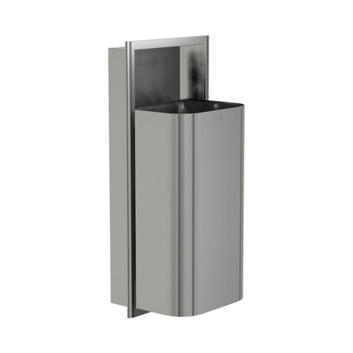 Bradley 3B1-003600-BS Elvari Waste Receptacle, Recessed, Large Capacity, 18 Gallon, Brushed Stainless