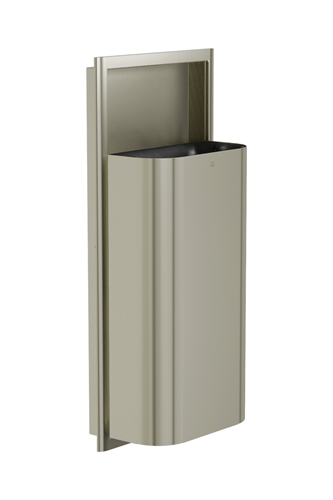 Bradley 3B1-100000-BN Elvari Waste Receptacle, Semi-Recessed, Medium Capacity, 12 Gallon, Brushed Nickel