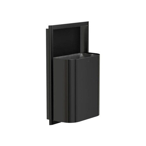 Bradley 3B1-103400-BB Elvari Waste Receptacle, Semi-Recessed, Small Capacity, 8 Gallon, Brushed Black