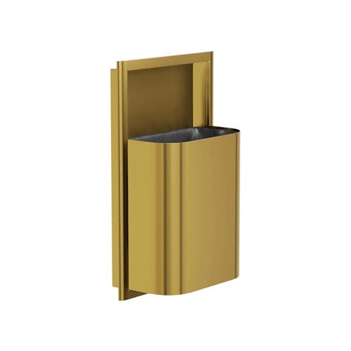 Bradley 3B1-103400-BR Elvari Waste Receptacle, Semi-Recessed, Small Capacity, 8 Gallon, Brushed Brass