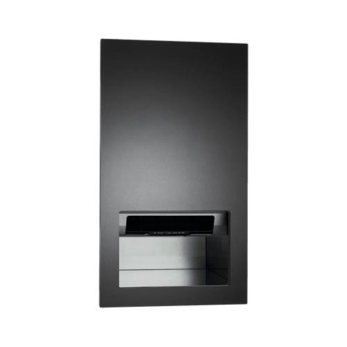 ASI 645210A-41 Piatto Completely Recessed Automatic Roll Paper Towel Dispenser, Battery Operated, Matte Black Phenolic Door