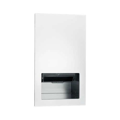ASI 645210AC-00 Piatto Completely Recessed Automatic Roll Paper Towel Dispenser, AC Powered, White Phenolic Door